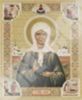 Икона Матрона с клеймами 2 на деревянном планшете 11х13 двойное тиснение русская