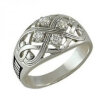 Широкое серебряное кольцо женское с камнями и молитвой 28369