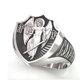 Серебряная печатка мужская широкое кольцо Ангел 44180