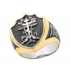 Wide silver ring with gold Calvary 44620