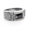 Wide men's ring silver with onyx 5946