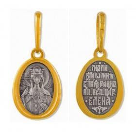 Кулон из серебра с позолотой для женщин святая Елена нательная иконка