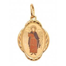 Золотая нательная иконка подвеска Ангела подарок на крещение 32448