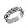 Wide silver ring with prayer and ornament 28520