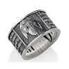 Wide mens ring in silver with prayer Guardian angel 44719