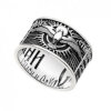Wide silver ring for men and women 47319 with the prayer to the Holy Spirit