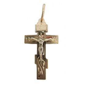 Золотой крестик мужской прямой православный для мальчика