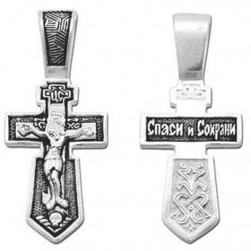 Крест мужской серебряный прямой с распятием 29163