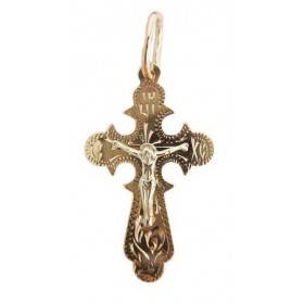 Серебряный крестик с позолотой православный женский 26312