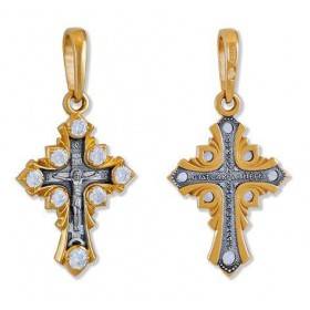 Крестик православный серебряный с фианитами 44244