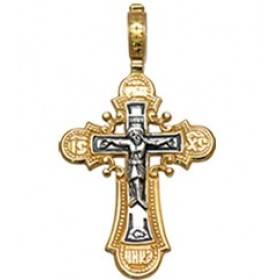 Крест серебряный православный с позолотой 34548