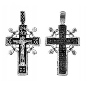 Крест серебряный прямой с распятием православный 30197