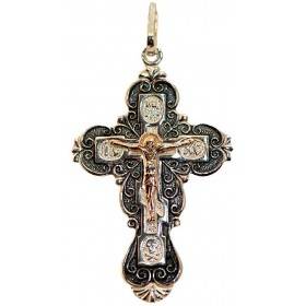 Купить крестик серебро золотом крест нательный серебряный 30556