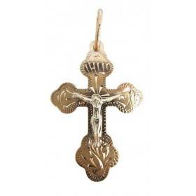 Серебряный крестик с позолотой православный мужской 26318