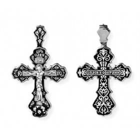 Мужской серебряный крест православный серебро Спаси и сохрани 44972