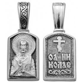 Нательная иконка серебряная Николай Чудотворец Мирликийский 31303