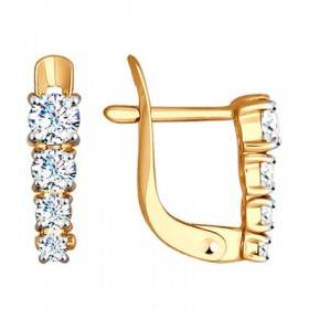 Gold earrings with cubic Zirconia in gift 16008