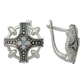 Silver earrings with crosses 31525