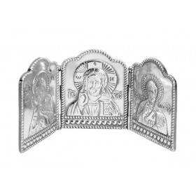 Icon triptych three piece silver table triptych icon