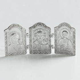 Silver tricuspid triptych Kazan Pantaleon Господь16528