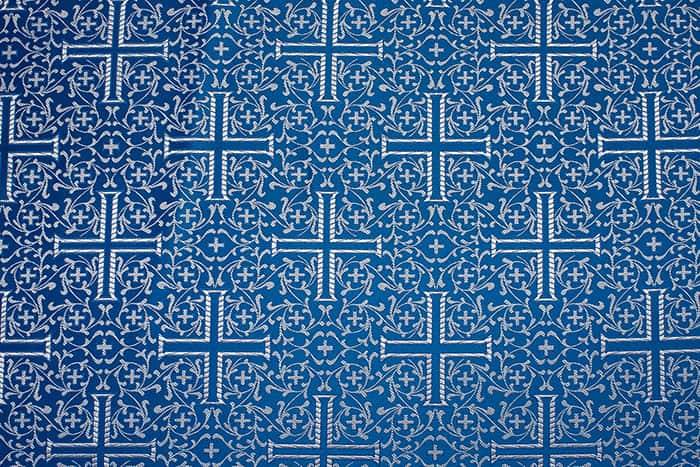 Silk blue with silver &quot;Athos&quot; width 150 cm