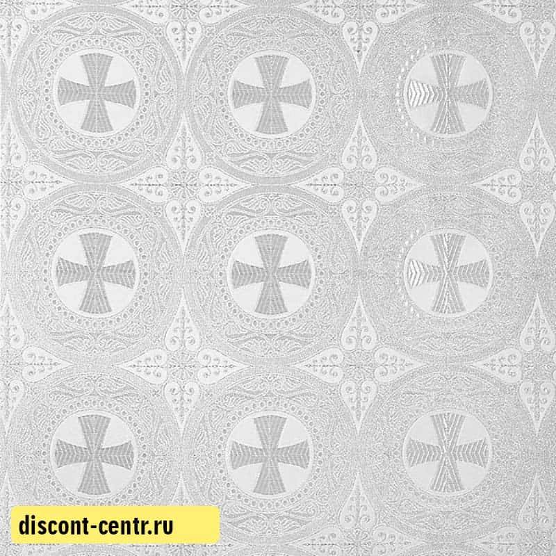 Silk white with silver &quot;St. George&#39;s Cross&quot; width 150 cm