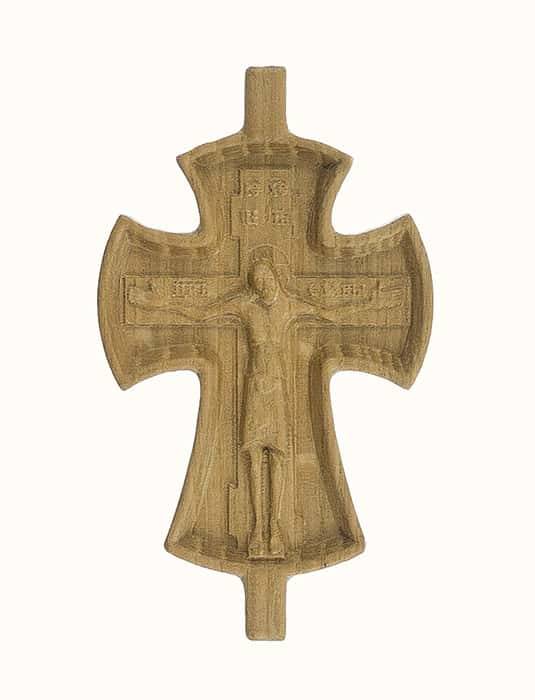 Paraman wooden cross made of oak, &quot;Godenovsky&quot;, ax-shaped, 10 cm high, carving on the machine