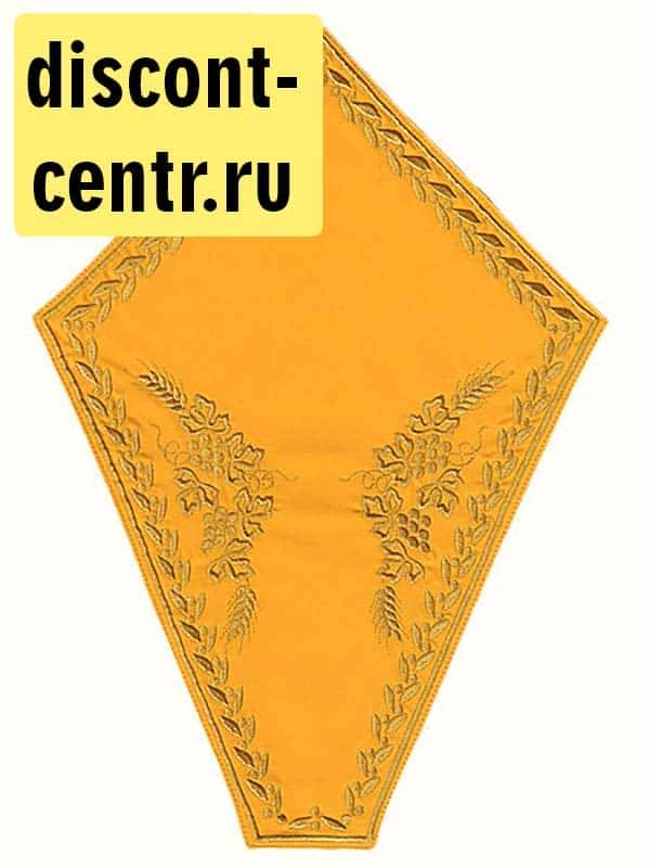 Cross dress, large, gabardine, embroidery, yellow, 41 x 30 cm