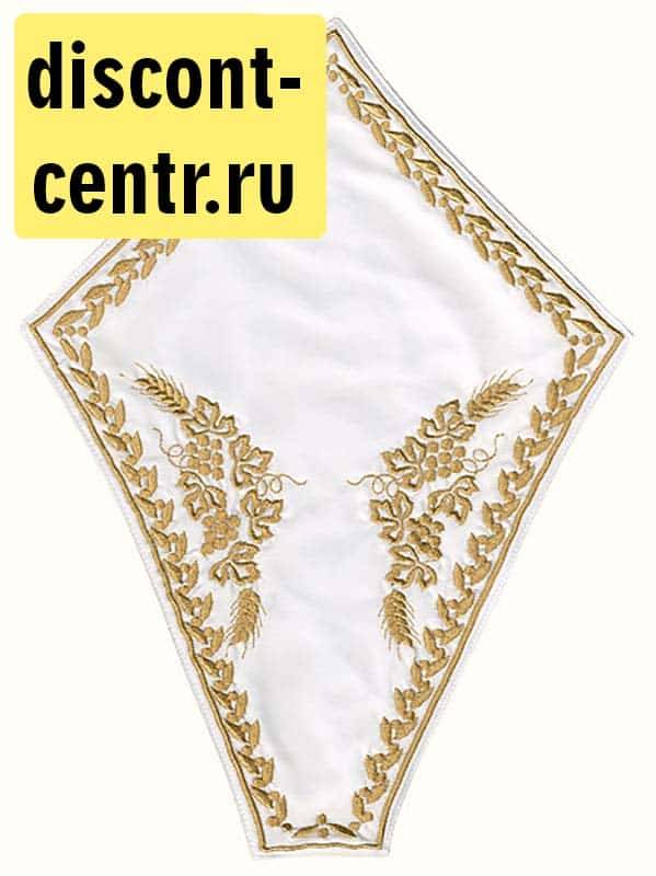 Cross dress, large, gabardine, embroidery, white with gold, 41 x 30 cm