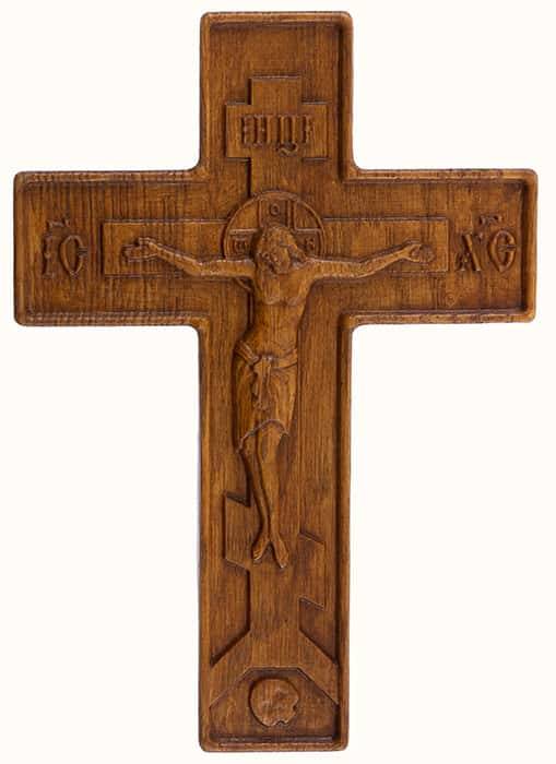 Крест деревянный настенный, из дуба (резьба на станке), высотой 17 см