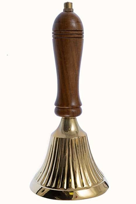 Clopot din alama cu maner din lemn, 17 cm, I2751