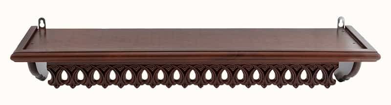 Shelf for icons wooden straight, 1-tier, elongated, 57-65 cm, with a carved pattern &quot;Openwork (1st version)&quot;, 18105
