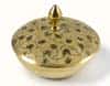 Шкатулка для ладана латунная , круглая, с бело - золотистой эмалью на крышке, 10 х 7 см, И73 Б