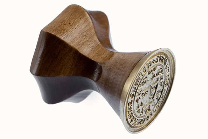 Print for prosphora &quot;Lamb - Golgotha&quot;. Diameter 45 mm, brass, wooden handle.