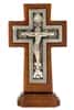 Крест деревянный 17123, с вклейкой из гальваники, на подставке, с посеребрением, с витейкой