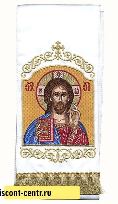 Bookmark for the Gospel &quot;God Almighty&quot; embroidery, white gabardine, dimensions: 14 x 160 cm
