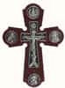 Крест деревянный 17142, настенный, с круглыми вставками, с посеребрением, со стразами, клен
