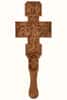Крест напрестольный деревянный из дуба, с распятием, с предстоящими, с Ангелами, высотой 34 см, резьба на станке