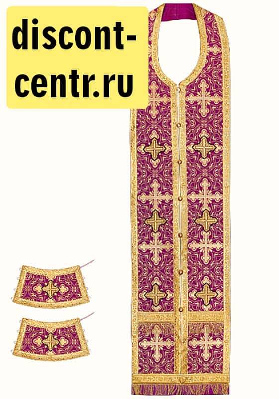 Required set, purple with gold, assorted silk, metallic galloon, length 150 cm (B28/37)