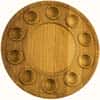 Подставка пасхальная - тарелка, деревянная, из бука, для 10 яиц и кулича, с вырезанным Тропарем, на ножках, диаметром 29 см, резьба на станке