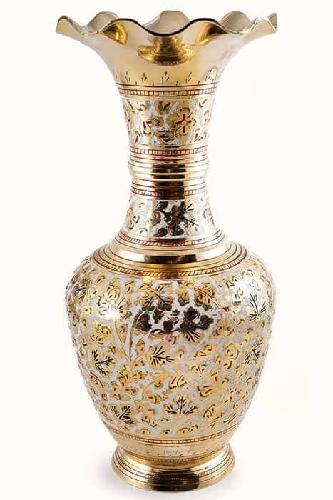 Brass vase for flowers, 15 x 15 x 31 cm, I1450