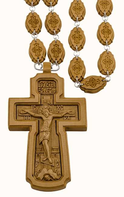 Archpriest wooden pectoral cross 17115, hand carved, on a wooden chain
