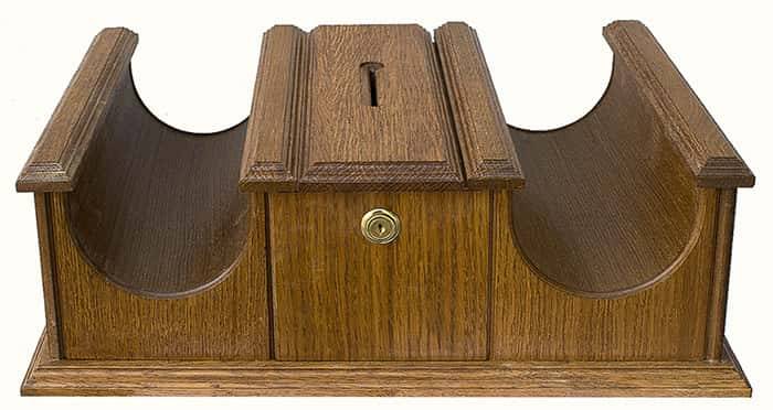 Ящик свечной деревянный двухместный, с кружкой для пожертвований, 2 видов, в ассортименте, ДИ000005