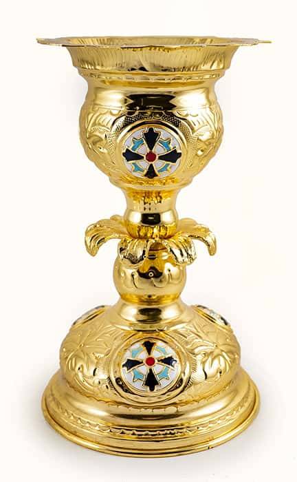 Lampada altar brass with enamel and gilding, handmade,