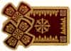 Huse roșii cu auriu și aer, catifea, broderie, 12 x 12 cm