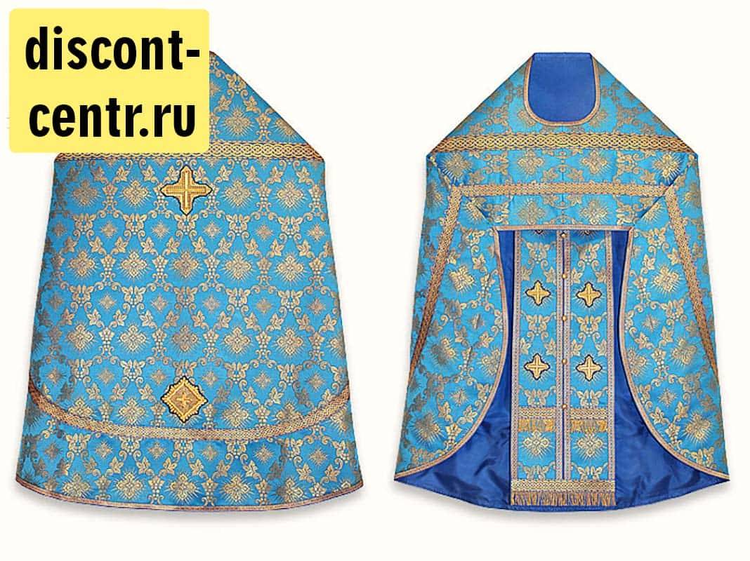 Priestly vestments, blue with gold, 90/150 brocade in assortment (B6/28/38/40)