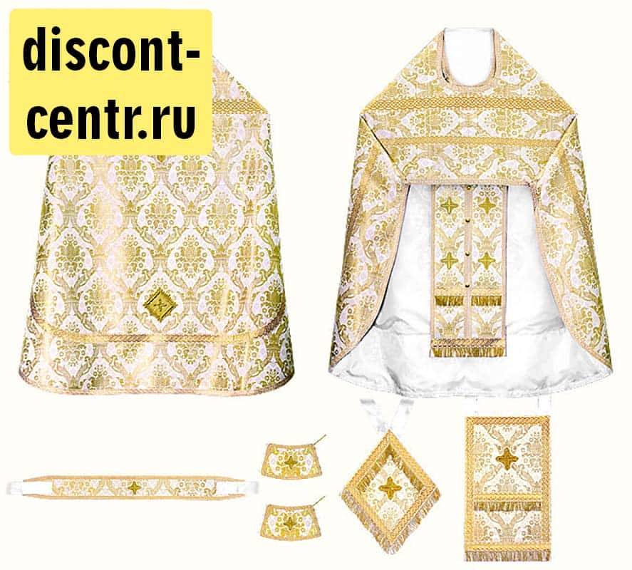 Priest&#39;s vestment, white with gold, brocade 90/145 in assortment (B6/28/38)