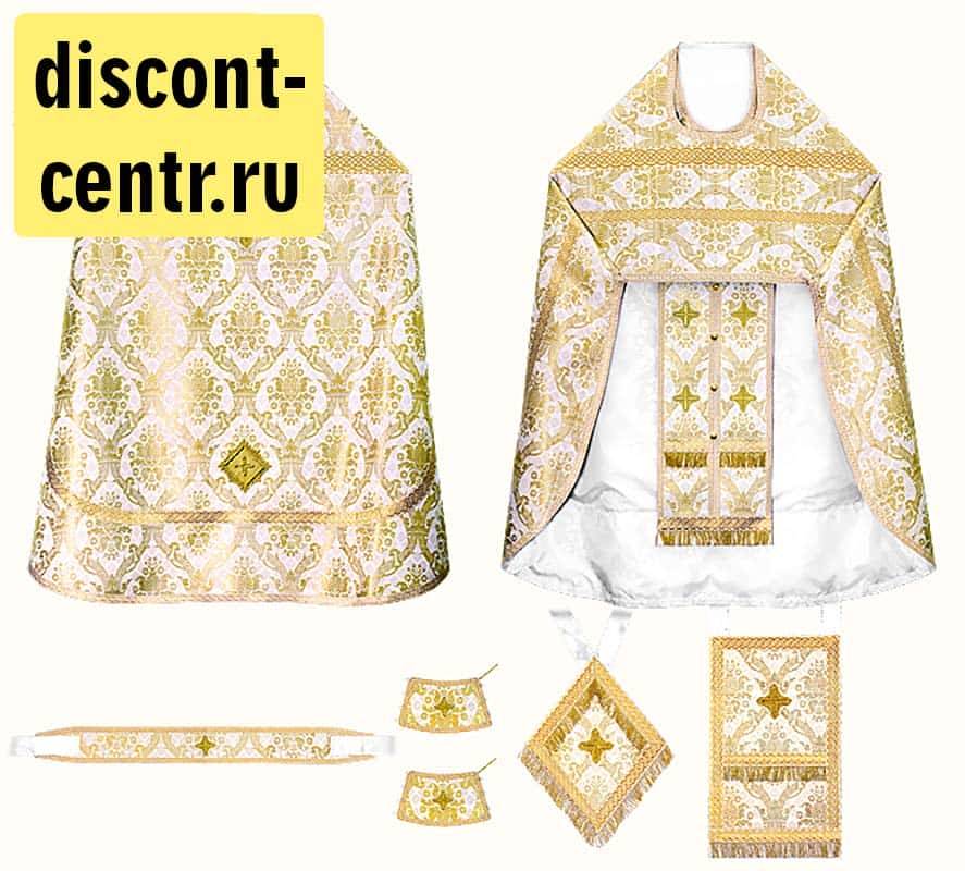Priestly vestments, white with gold, brocade 90/155 in assortment (B6/28/38)