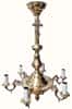 Single-tier brass chandelier for 6 lamps, with casting, small