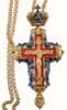 Pectoral cross No. 27, archpriest, brass, gilding and rhodium plating, red enamel, chain, in a box, 2.10.0397lpr-2/1lp, 2.7.0201lp (6060707)